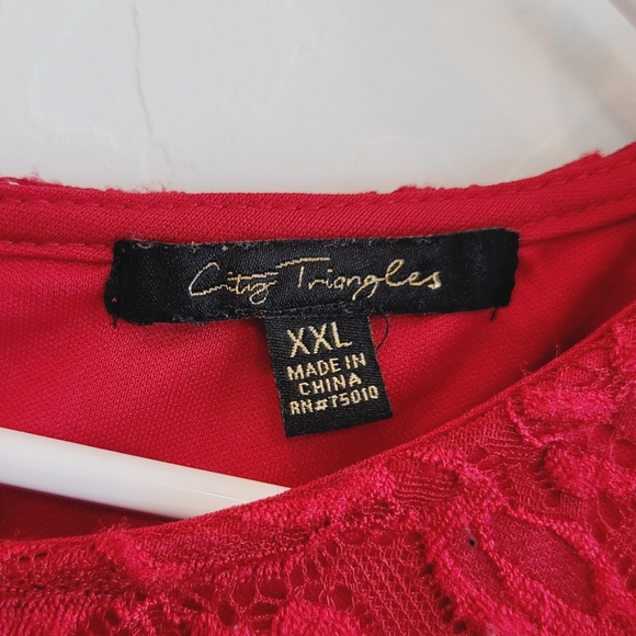 💕 City Triangles Sleeveless Red Lace Overlay Dress Women's Plus Size XXL - Picture 8 of 11